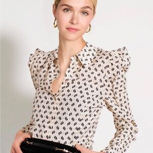 Kenzo Jacquard Japanese Style Sleeve Blouse
